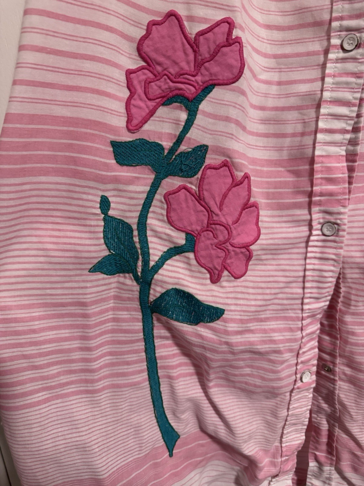Vintage House Dress Pink White With Floral Detail Comfy Mumu Nap Dress 1980s VNT