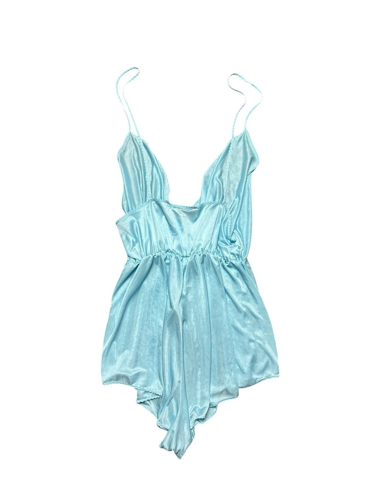 Vintage 1960s Repose Union Made Body Suit Satin Blue Size Large