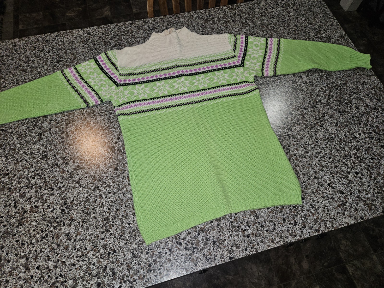 Vtg Arctic Cat Knit Sweater W Zipper M/38 White An Purple Green Blk Stripe Women