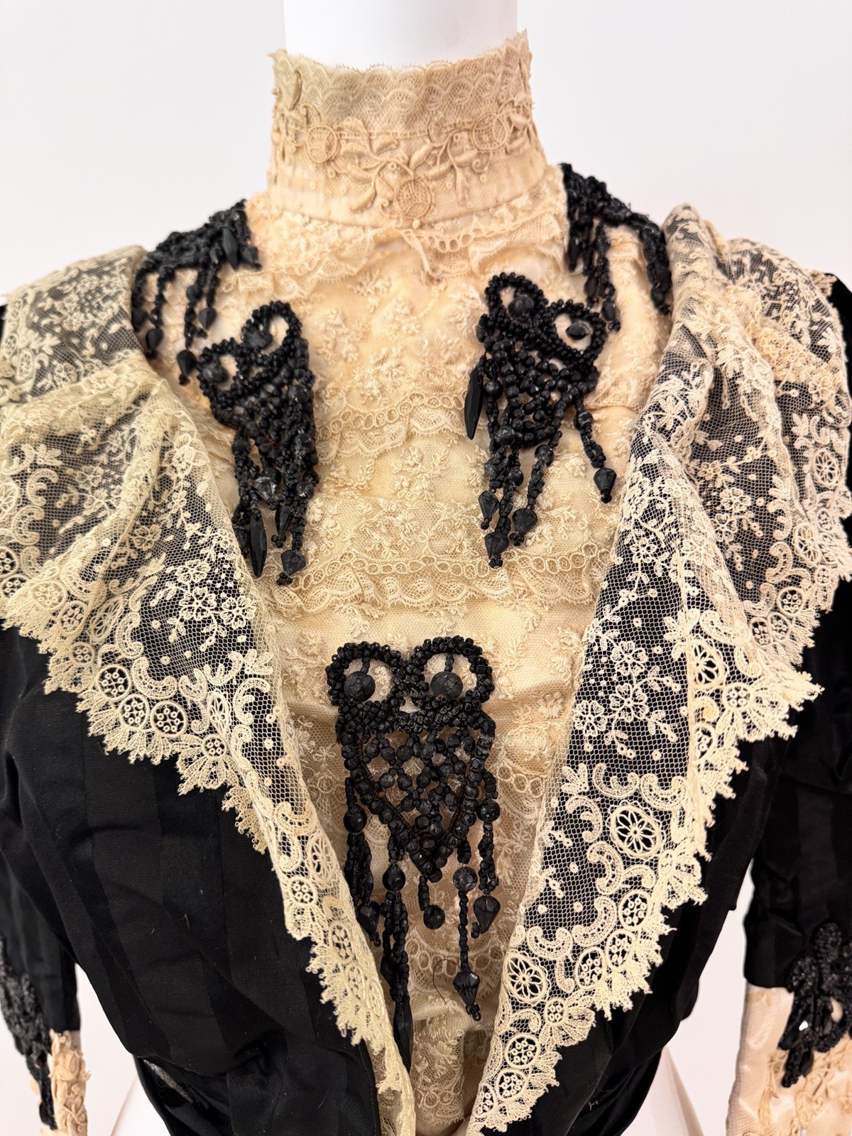 Antique Victorian Couture Bodice c1888–1893 Worth-Era Black Leg-of-Mutton Sleeve