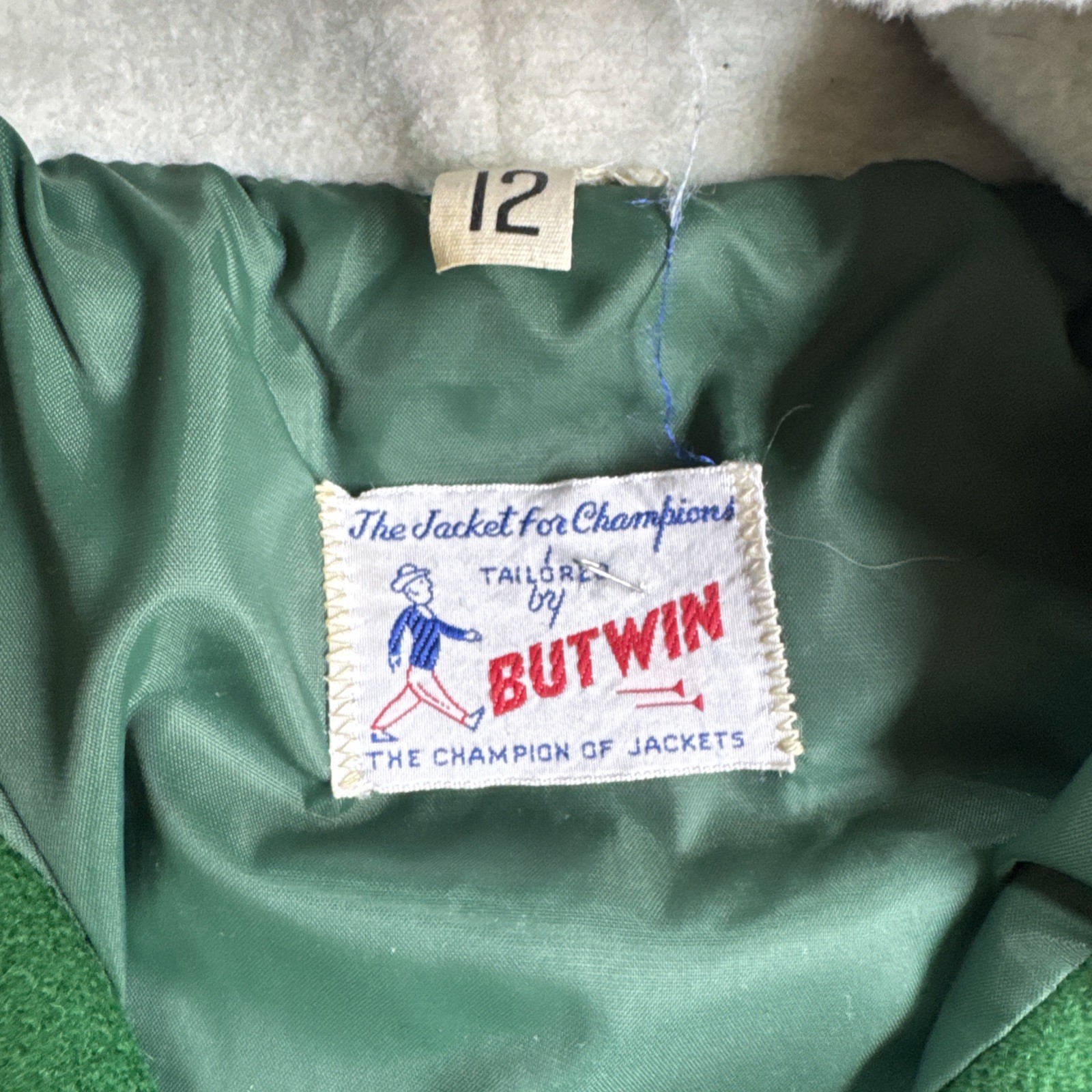 Vintage Butwin Varsity Wool Jacket Green USA Made Women’s 12 Hood Xs/S Button