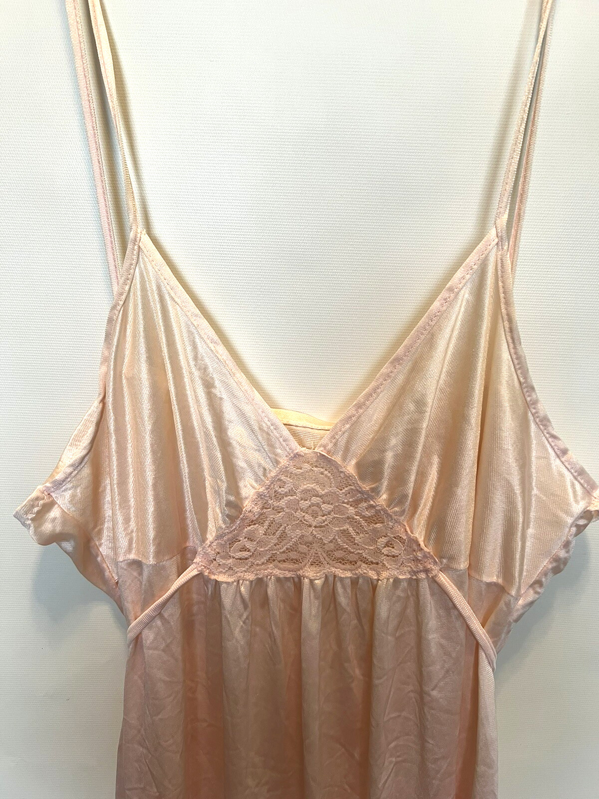Vintage FANTASY NIGHTWEAR Pink Nylon Long Nightgown Medium