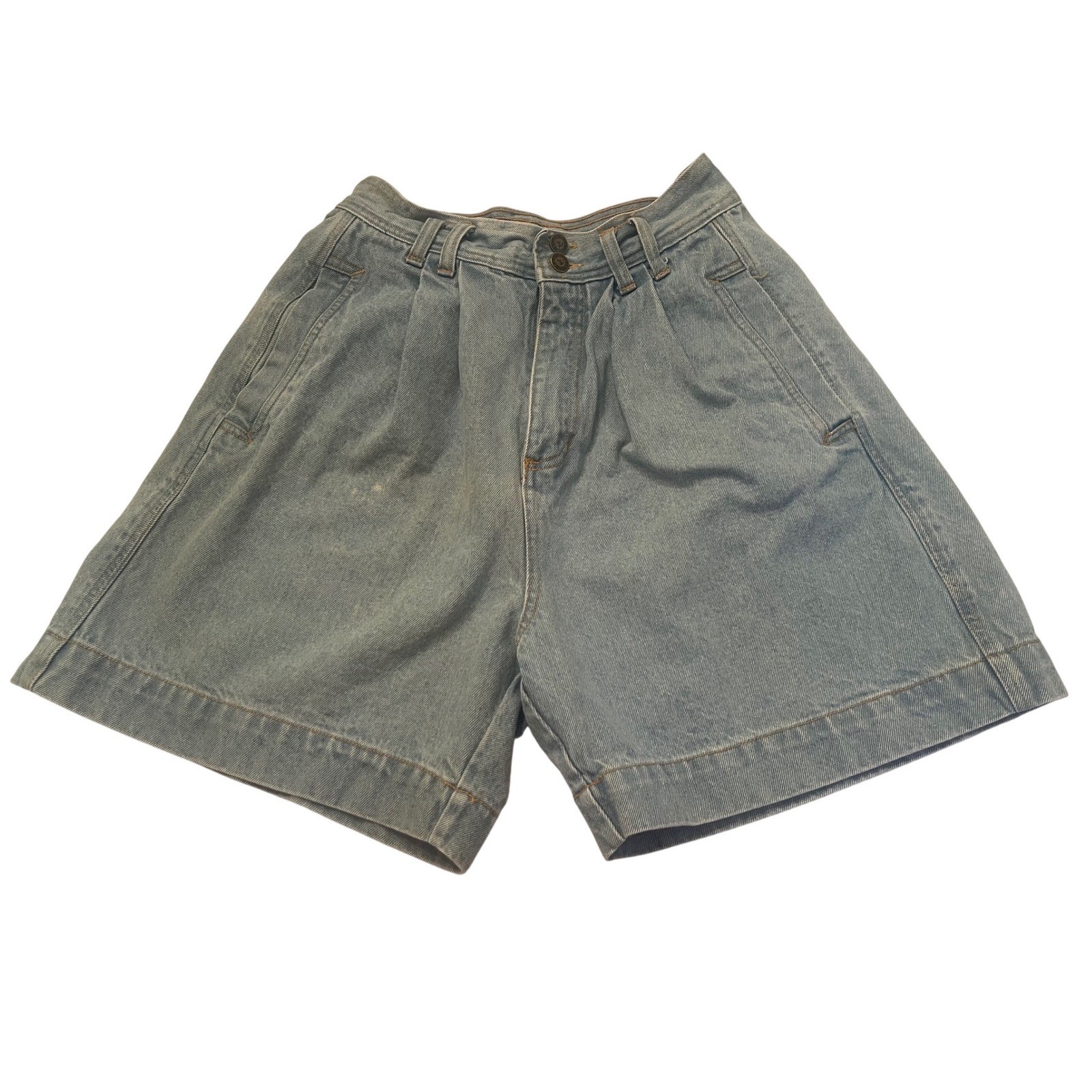 Vintage White Stag 90s Mom Jean Shorts Light Wash Pleated High Waist Size 10