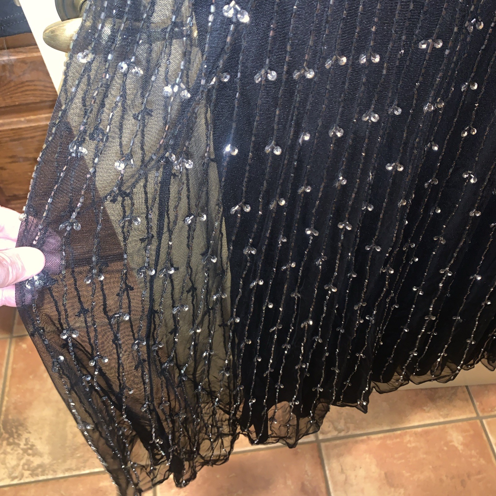Flapper Dress 1920s Style Sequin Beaded Great Gatsby Party Size 20 Black /silvr