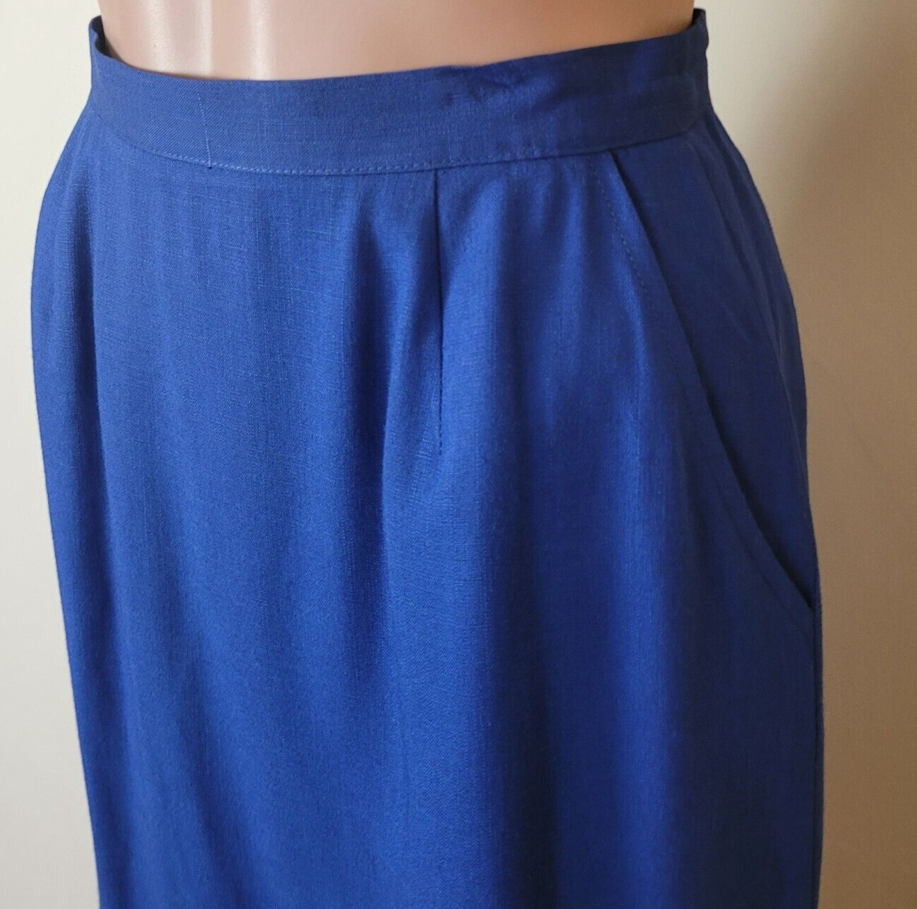 Vintage pencil Skirt Women’s XS 24″ bright blue 60s office Pinup academia cotton