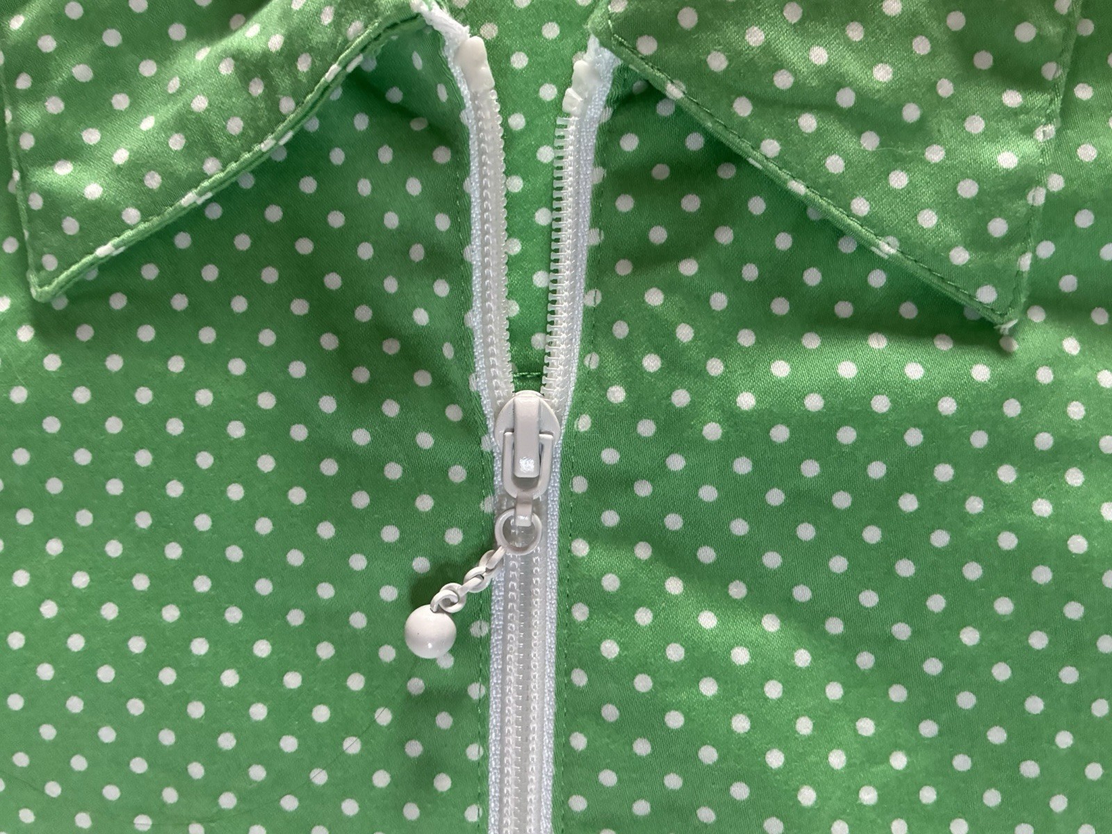 Vintage 80s 90s Blast Zip Up Bomber Jacket Green Polka Dot Petite Small