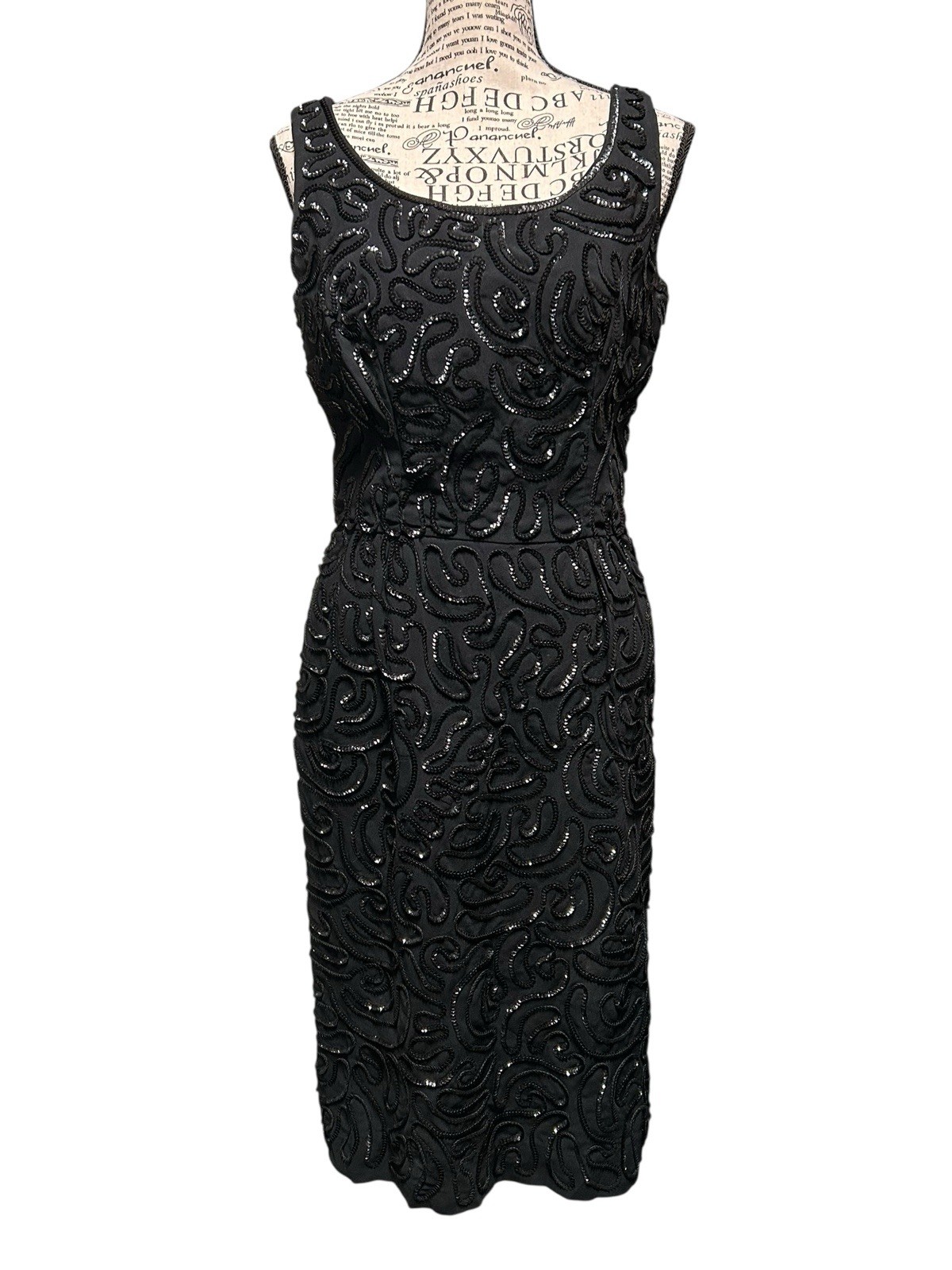 Vintage 50’s 60’s Black Embroidered Party Dress by Jr. Theme Size S Whimsigoth