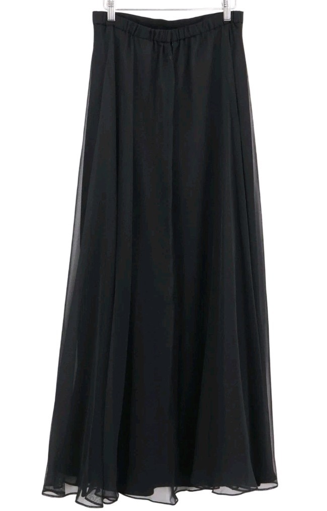 Black AFTER DARK Chiffon Lined Maxi Skirt Witchy Whimsigoth Fairy Grunge Boho 12