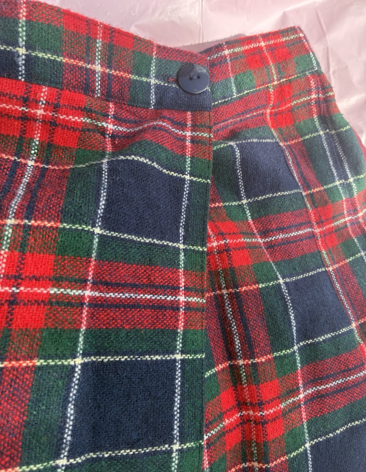 Diana Marco Vintage Women’s Skirt 80s Plaid Pleated Knee-Length Red Blue Sz 16/L