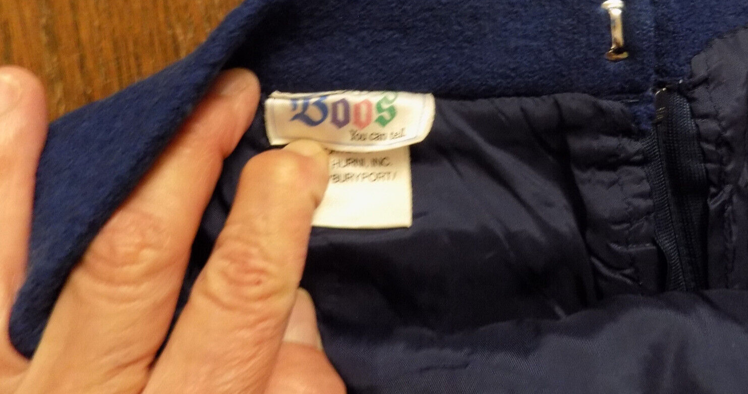 Vtg Boiled 100% New wool skirt Original Boos Austria lined midi navy blue 28″ W