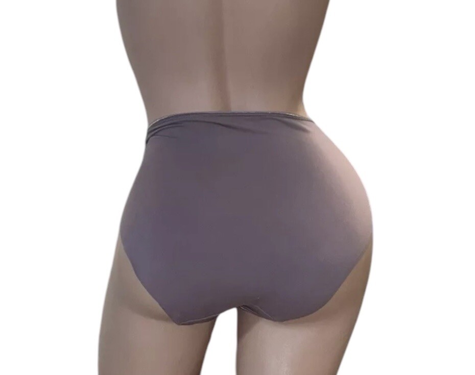SOMA High Leg Taupe Silky Lace Side Inserts Nylon Panties Womens S