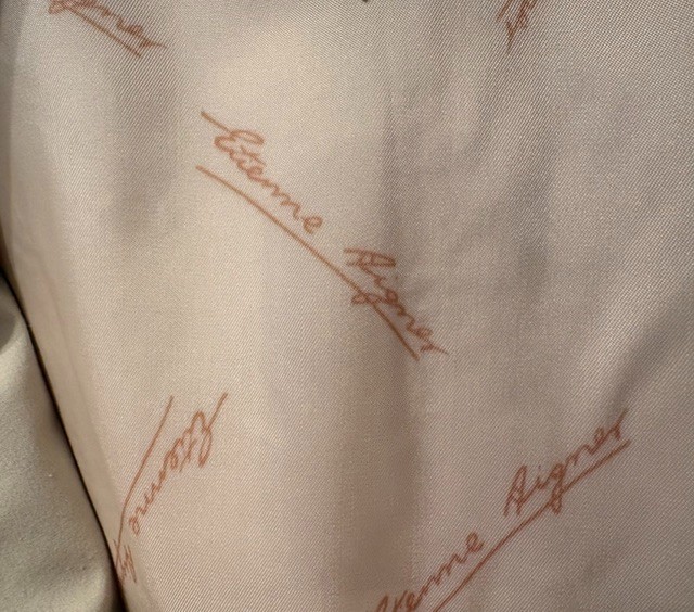Etienne Aigner Tan Khaki Double Breasted Trench Coat Vintage Women 12 Petite