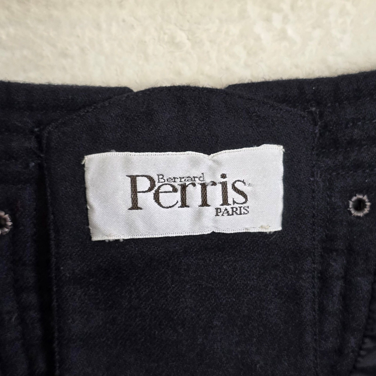 Vintage 1980s Bernard Perris Paris Black Wool Corset Pencil Skirt S