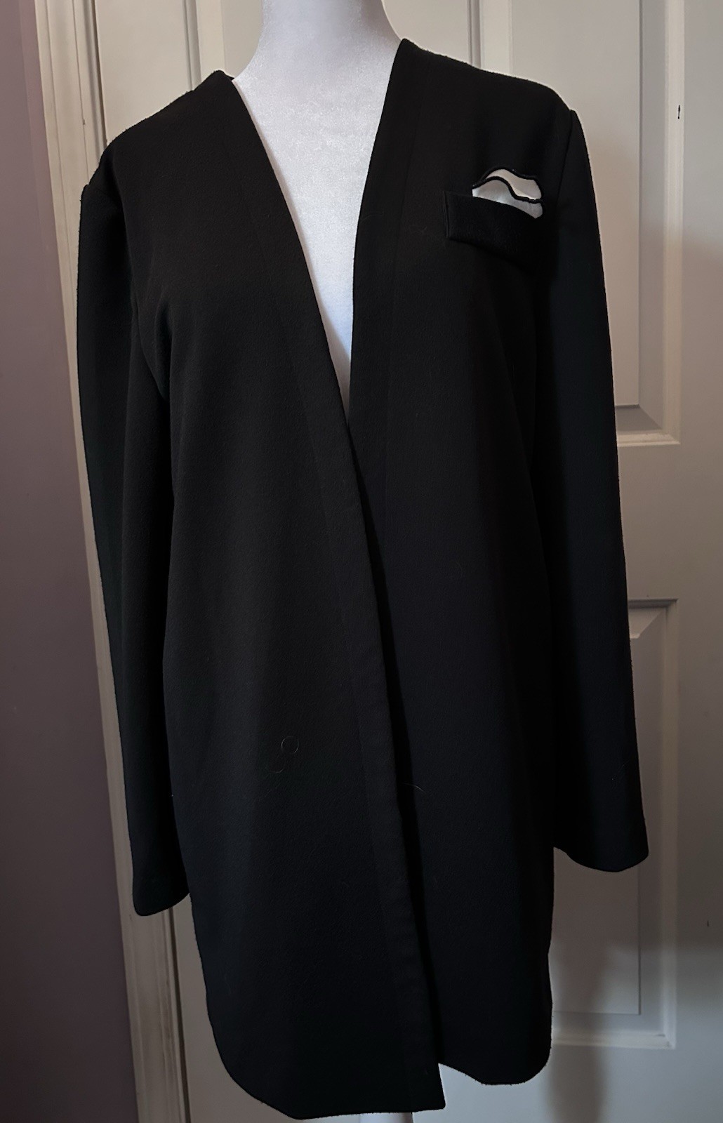 Vintage Leslie Fay Black Open Front Blazer Size 8