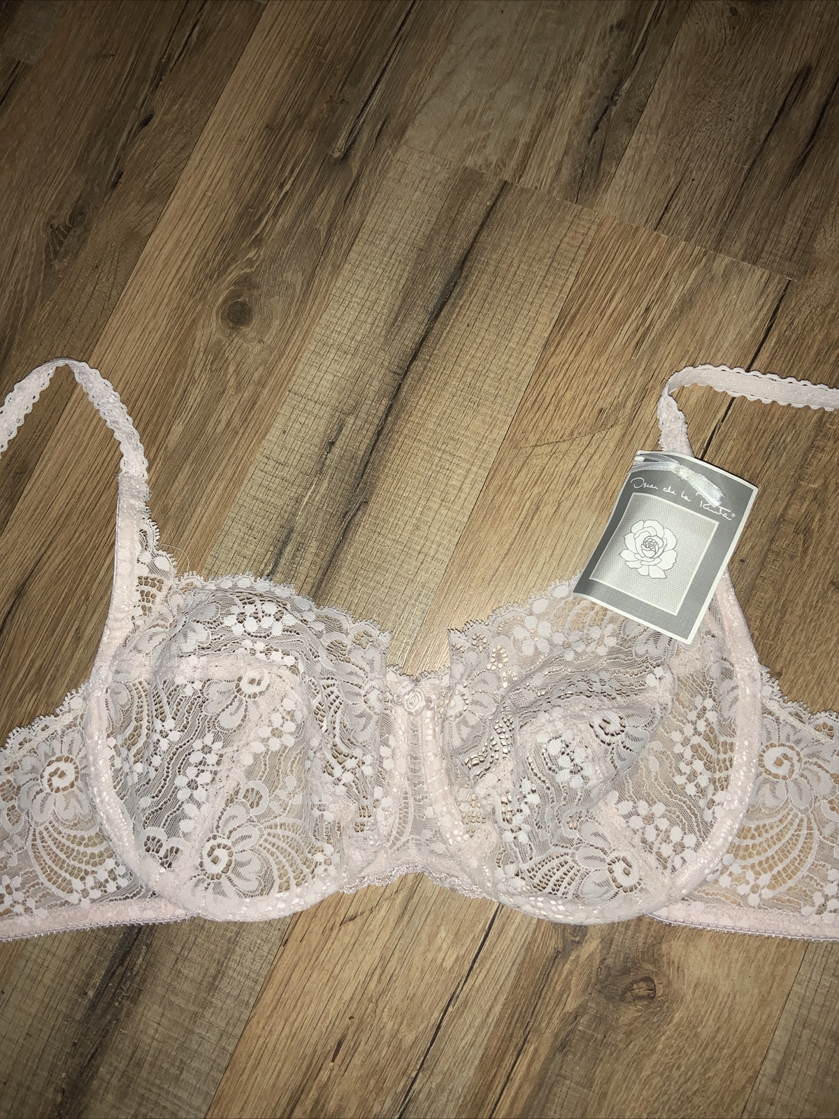VTG Oscar de La Renta Lace Bra 38C PinkLace (Rare NWT) Lingerie 38C Made In USA*