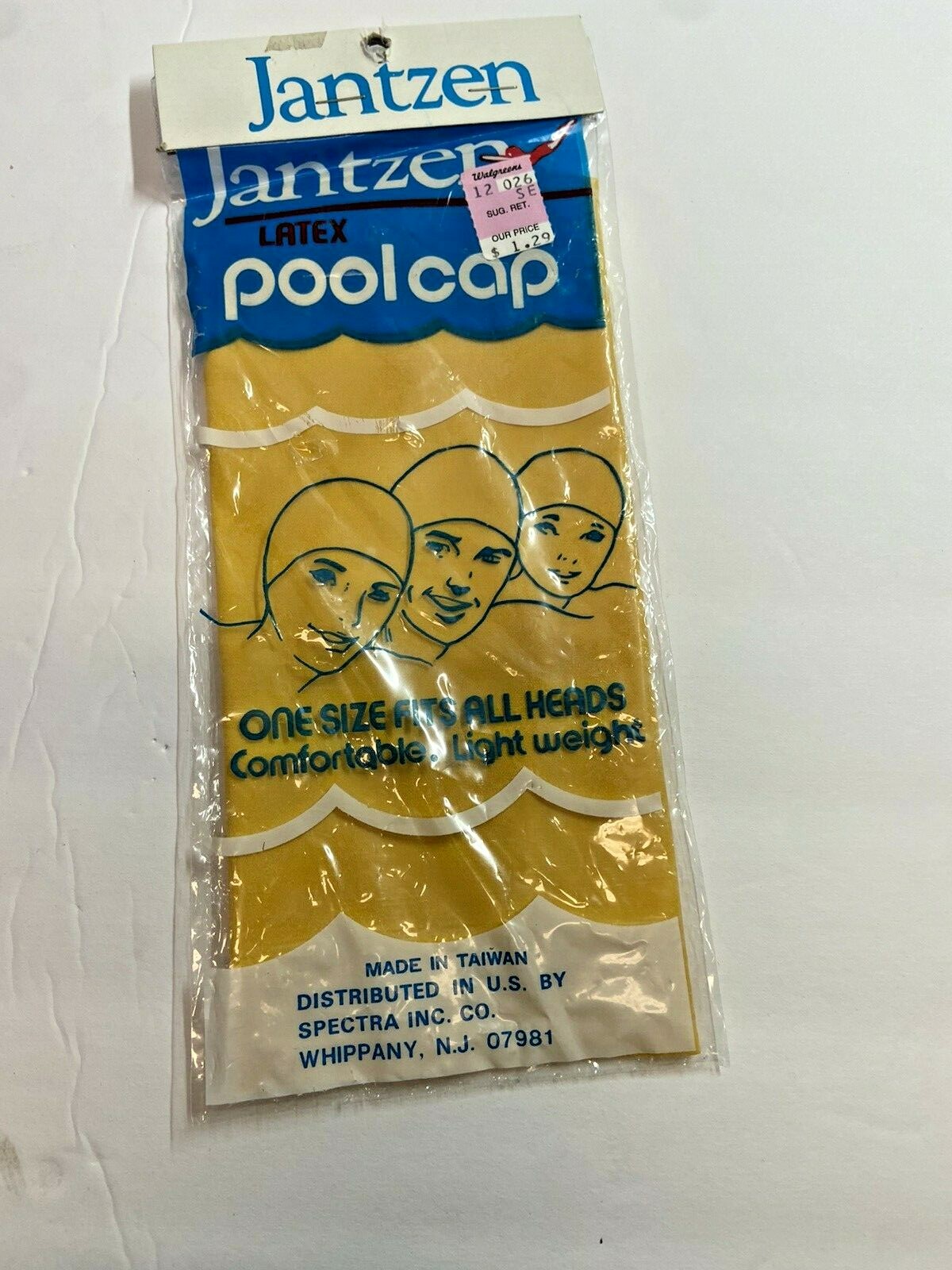 New old stock Vintage Jantzen Ladies yellow Latex Swim Pool Cap unopened NOS
