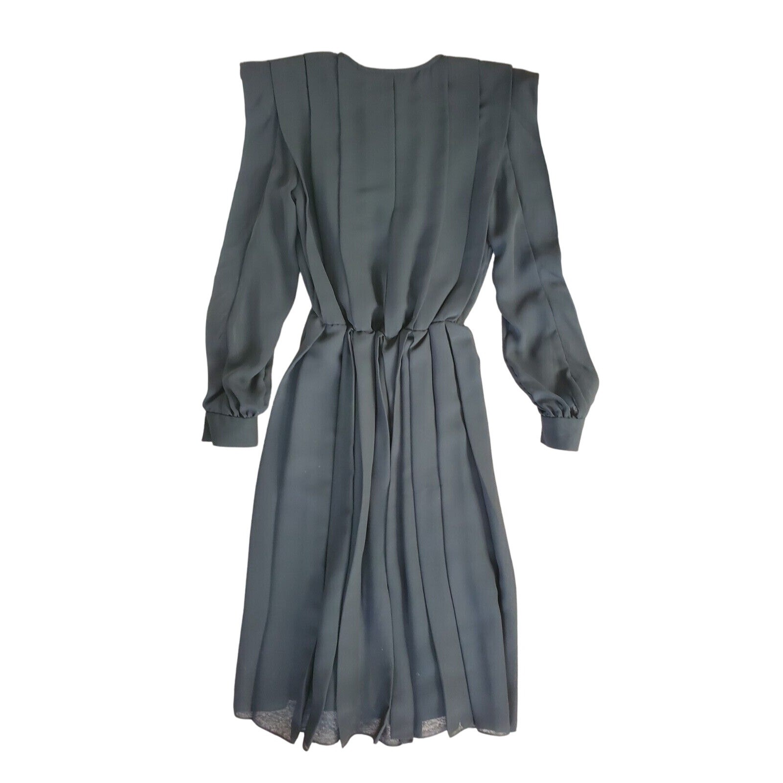 Vintage Cachet by Bari Protas Two-Toned Pleated Black White Midi Dress, Medium