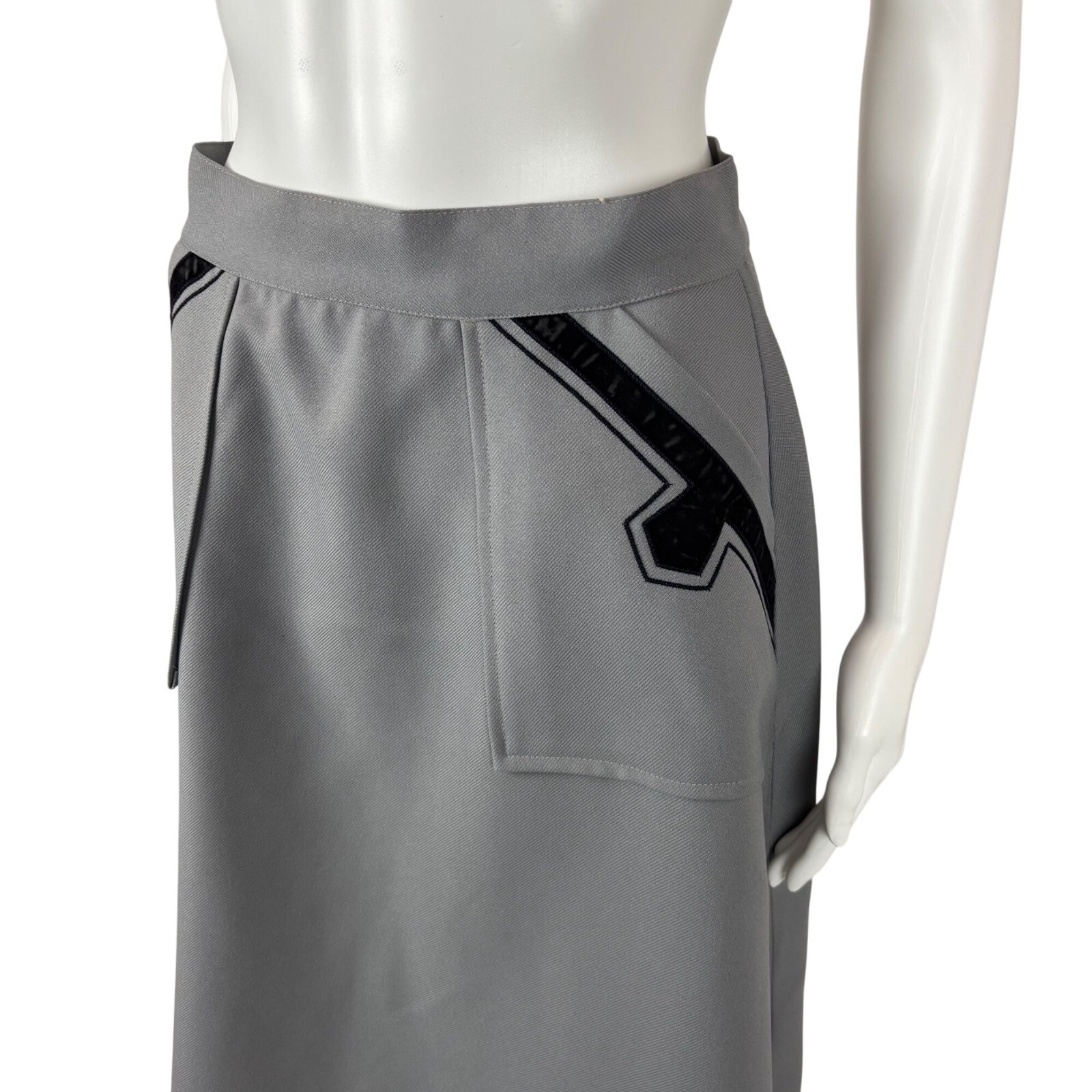 Vintage 70s Gray Skirt Women’s Small High Waist Hip Pockets A Line Full