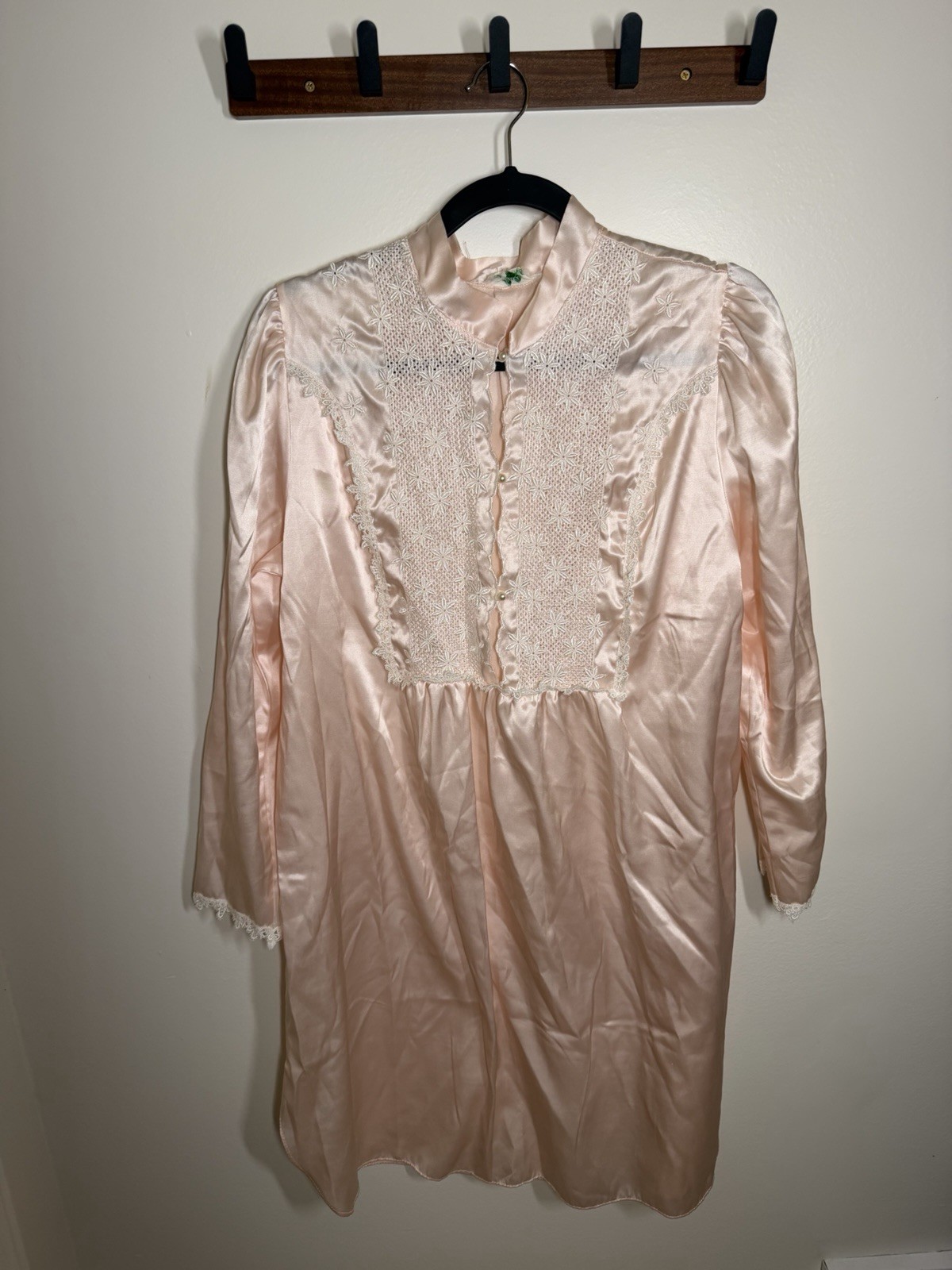 Vintage Juli of Slumbertogs Pink Satin Lace Nightgown Size Large Cottage Core