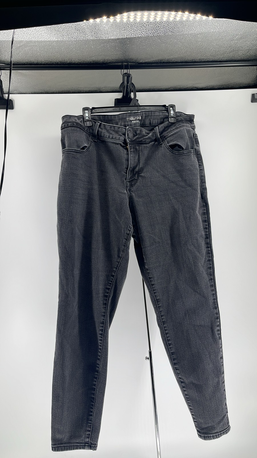 Maurices M Jeans Womens Mid Rise Skinny Black Denim Stretch 20w long