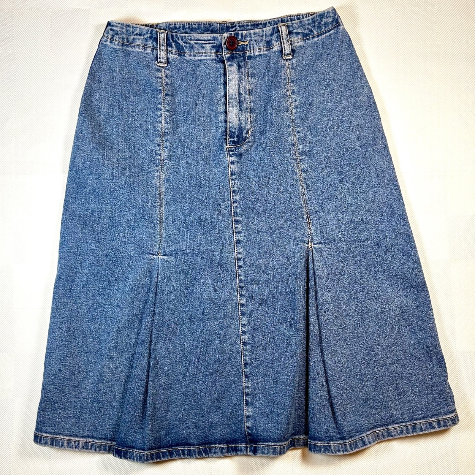 Chadwicks VTG Y2k Women Denim Skirt Sz 8 Pleated Retro Western Rodeo Cottagecore