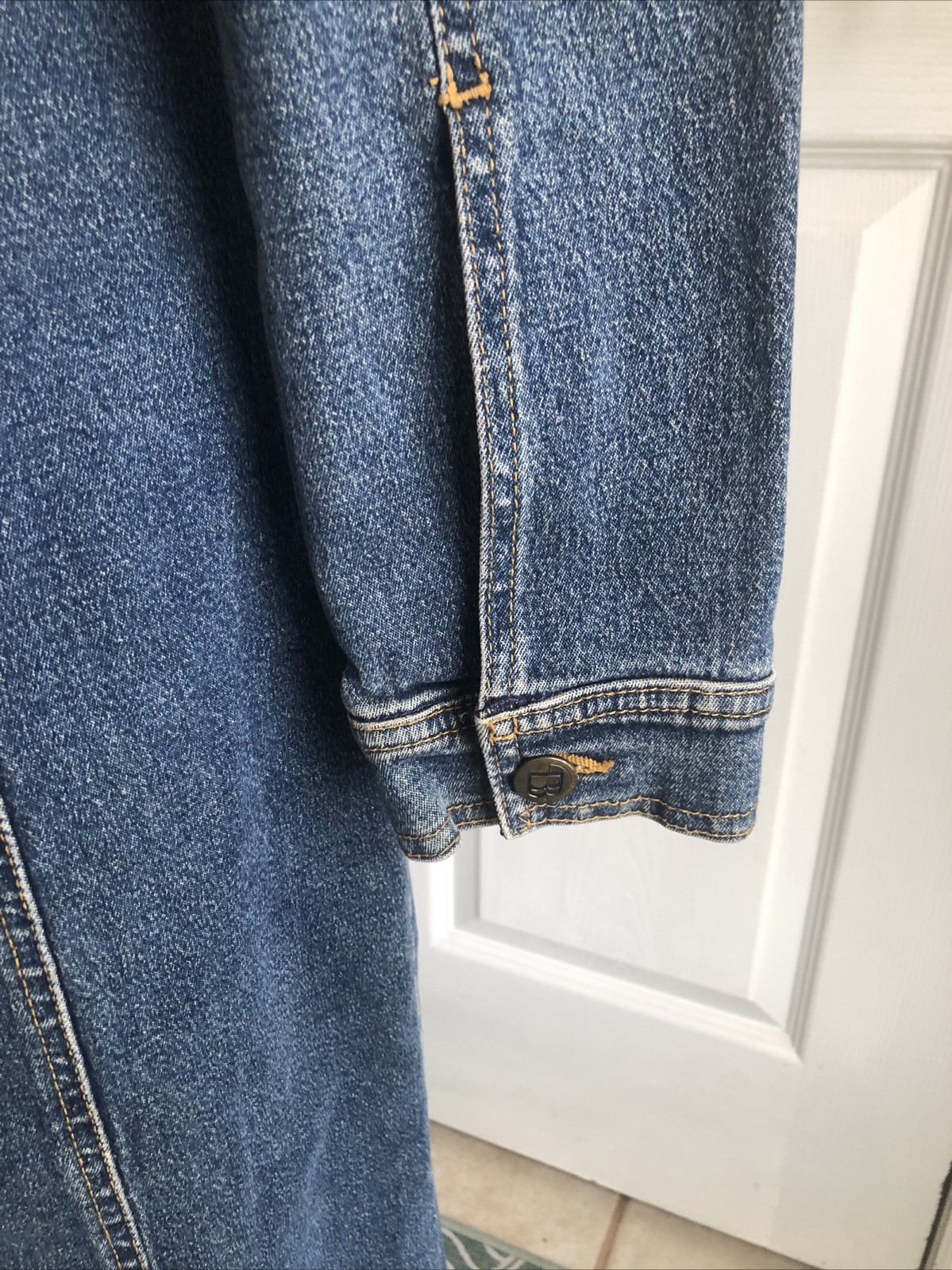 Vtg Bisou Bisou Y2K Maxi denim Jacket Coat dress duster sz Med 90s grunge