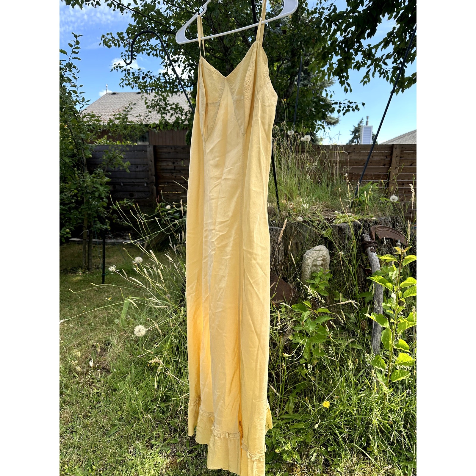 Antique 40s Buttercream Yellow slip dress Maxis SZ M/8 Soft Girl Coquette