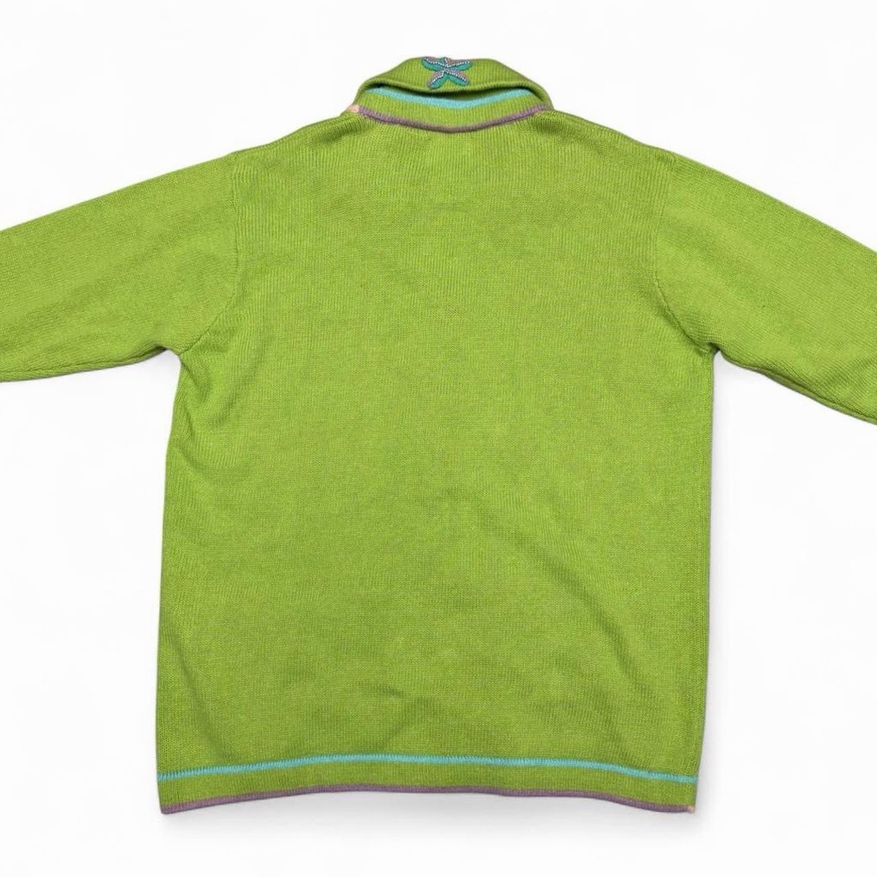 Story Book Knits Sweater NWT Green Beaded Embellished Shells Nautical Ocean