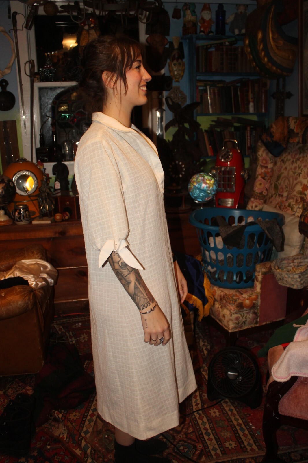Vintage Forever Young Ecru Nightgown Night Shirt Approx Large