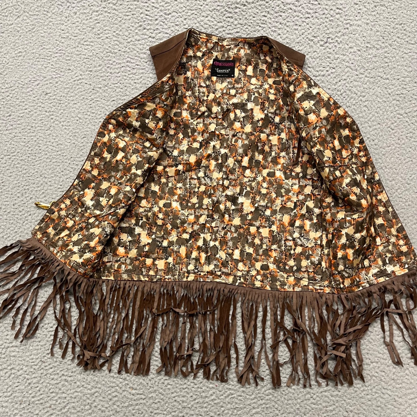 Vintage Fringe Cowgirl Vest Womens S Brown Festival Expressions By Campus
