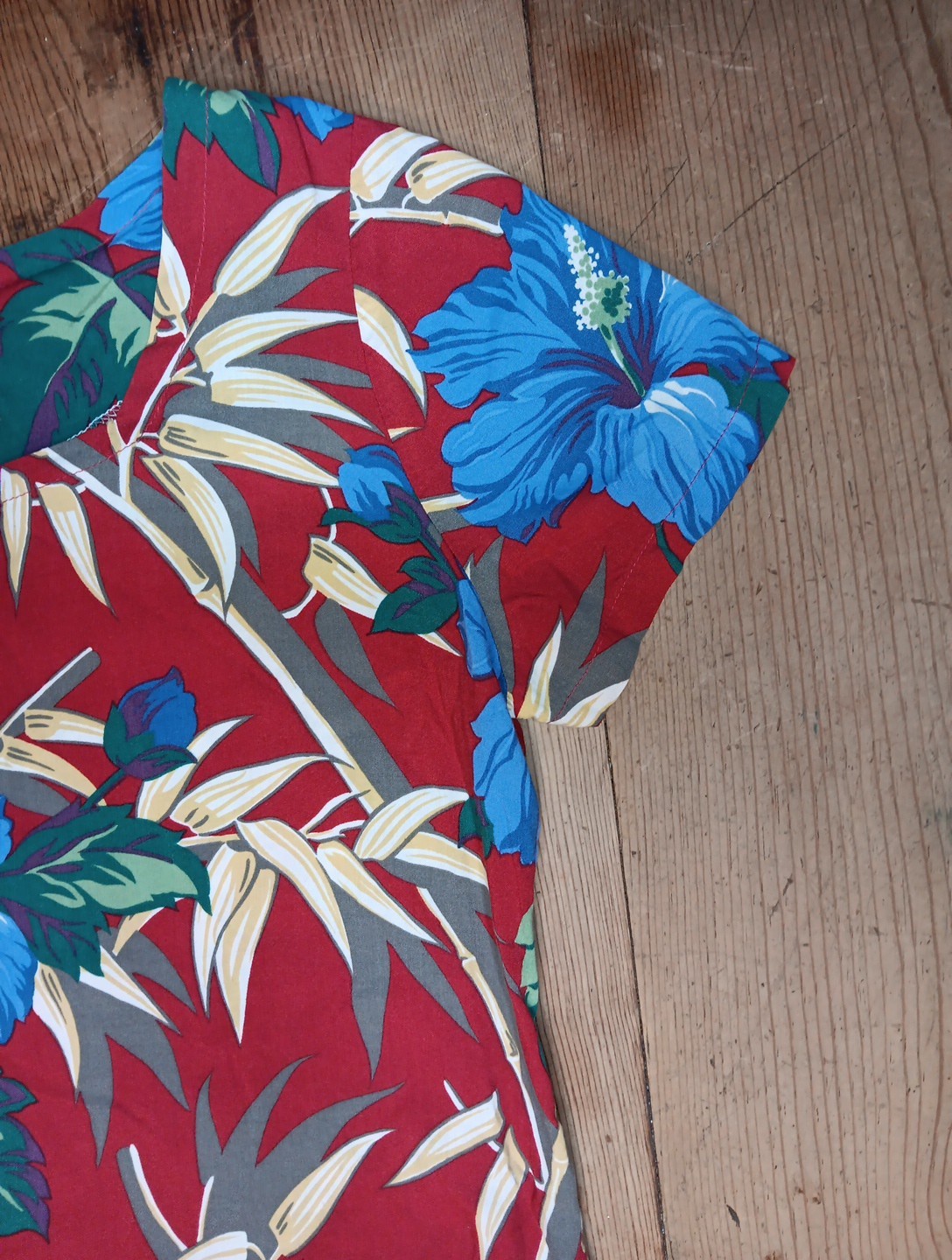 Vtg Reyn Spooner Womens XS Midi Dress Hawaiian Aloha Red 100% Spun Rayon Casual