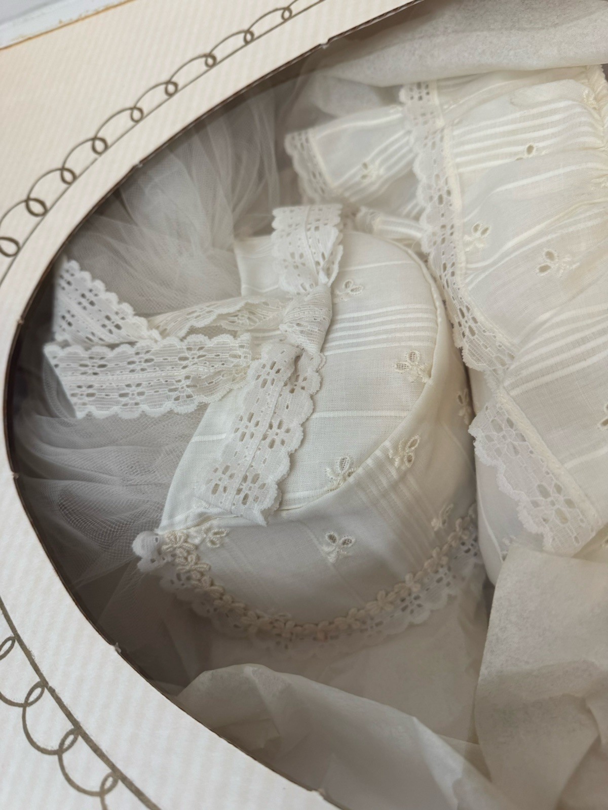 Vtg 70s Ivory Wedding Dress Prairie Cottage Core Peasant Bonnet Hat Veil Trek