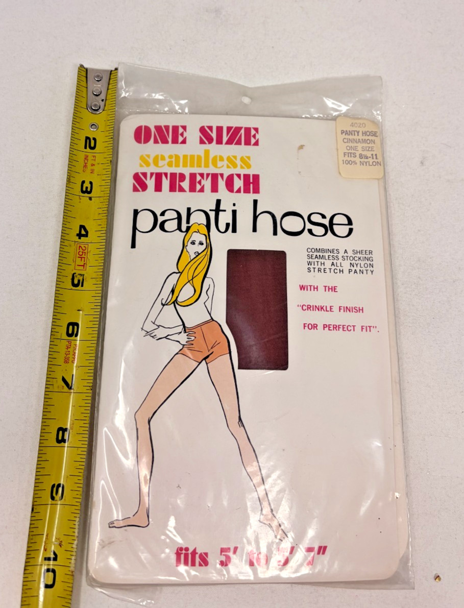 VTG Seamless Stretch Panti Hose Cinnamon One Size Nylon Lot of 2 NOS Pantyhose