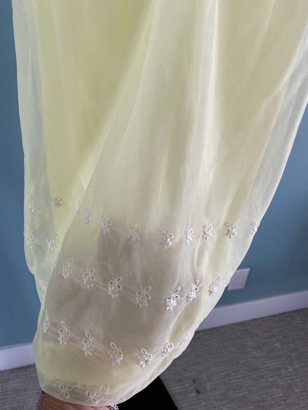 Vintage Tricot Nylon 50s Vasarette CHIFFON LACE Sheer Babydoll Nightgown Size S