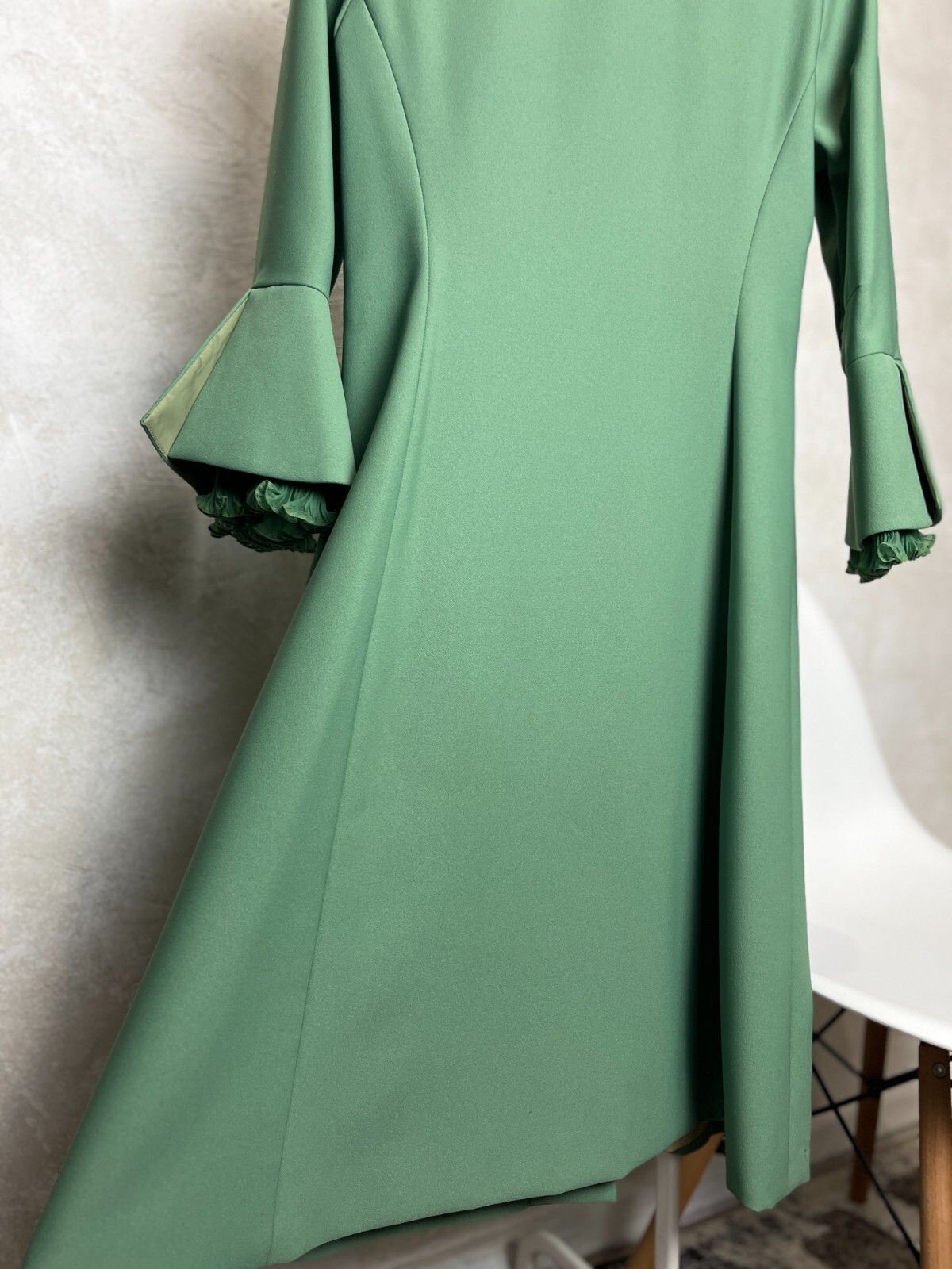 Vintage 60s/70s Ann Michael London Designer Dress Green size UK 14 US 12 M
