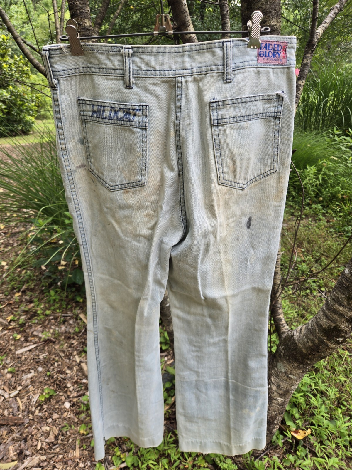 Vintage 1970s Faded Glory Bell Bottom Jeans Women’s Distressed Wildcat Denim