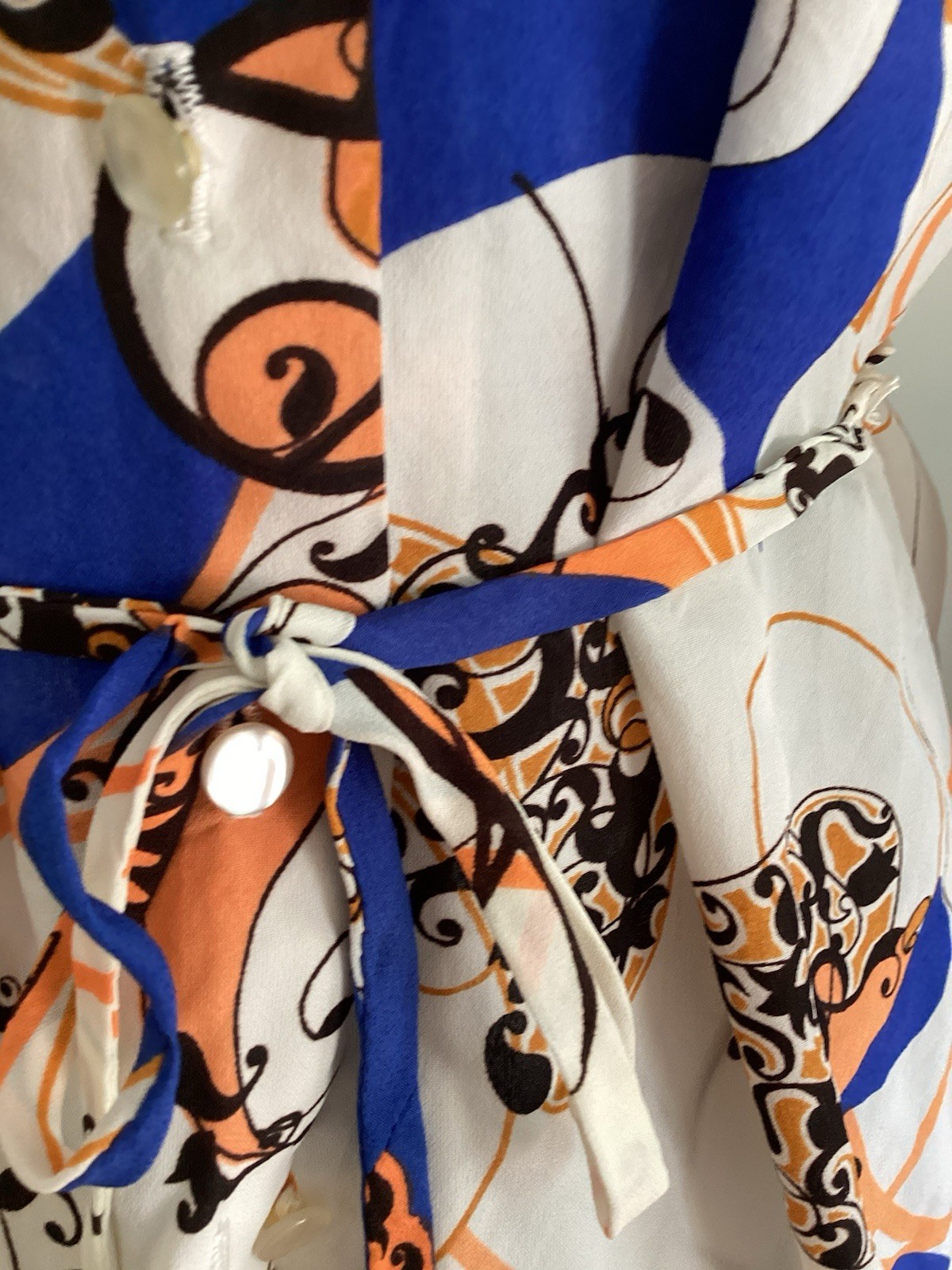 Women’s 60-70’s Blouse Sz 8 French Cuffs Belted Wards