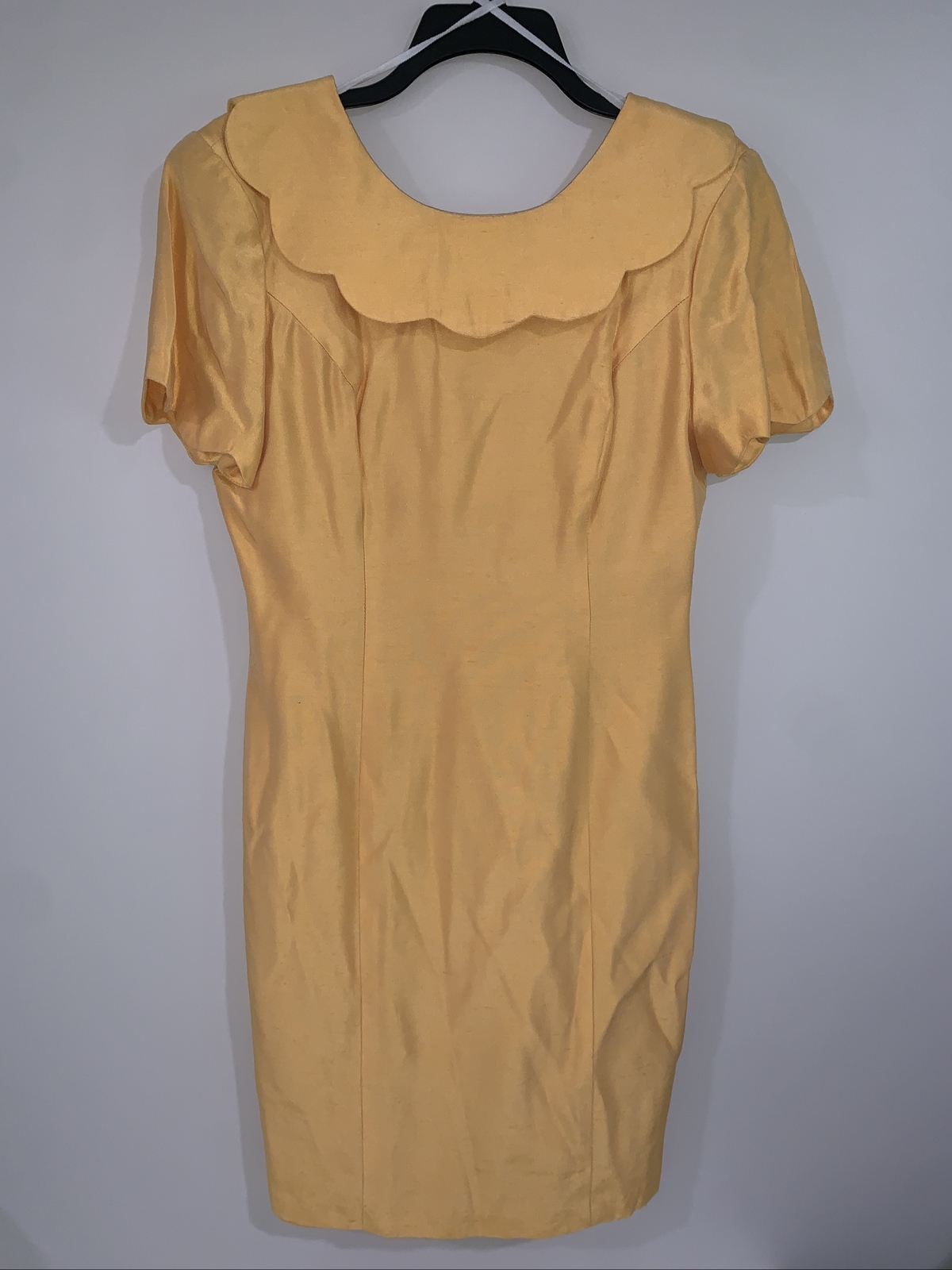 Vintage 80’s Scalloped Collar Yellow Dress Misty Lane Womens sz 8 Cottagecore