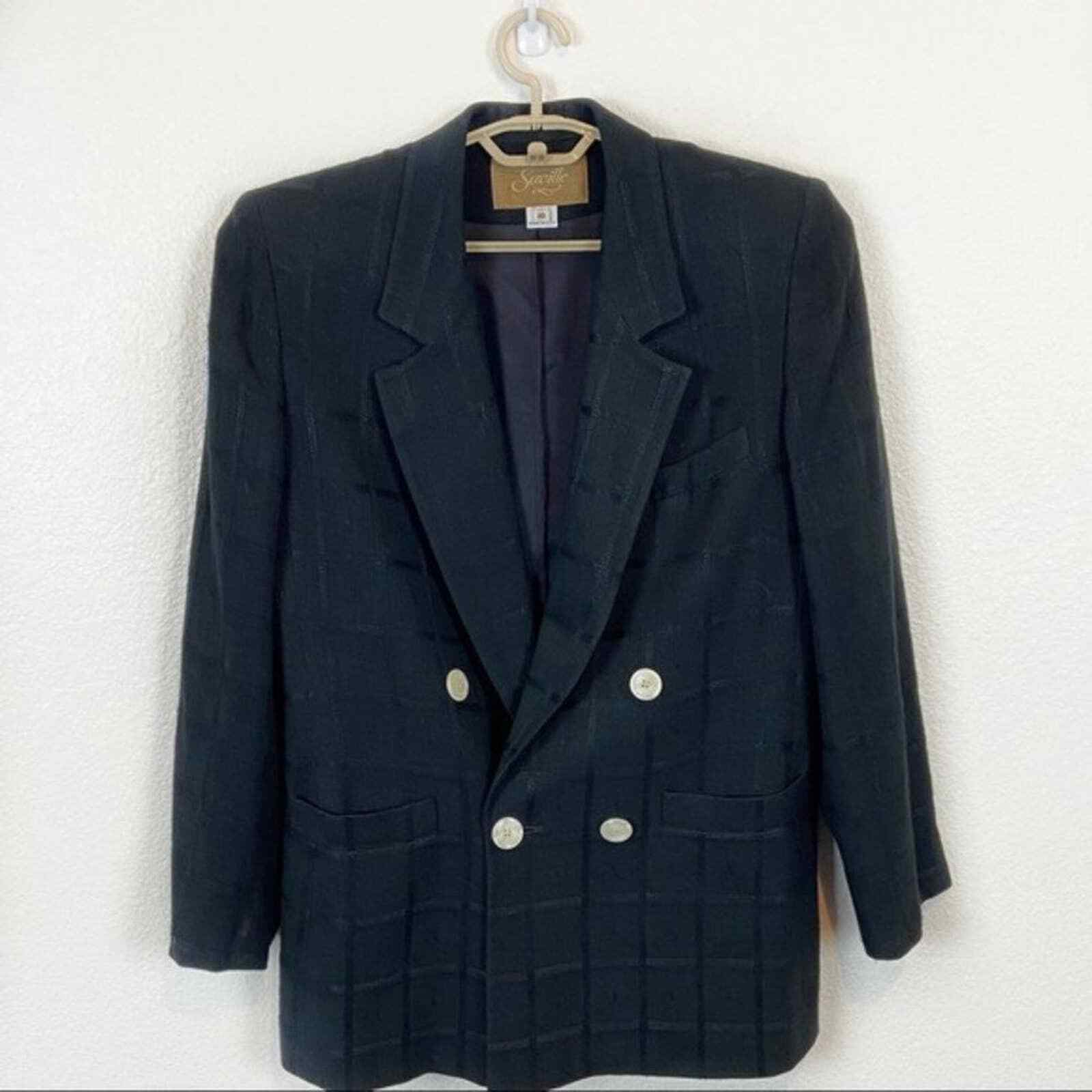 Saville Blazer Jacket Women’s Size 10 Vintage Black Notch Double Breasted