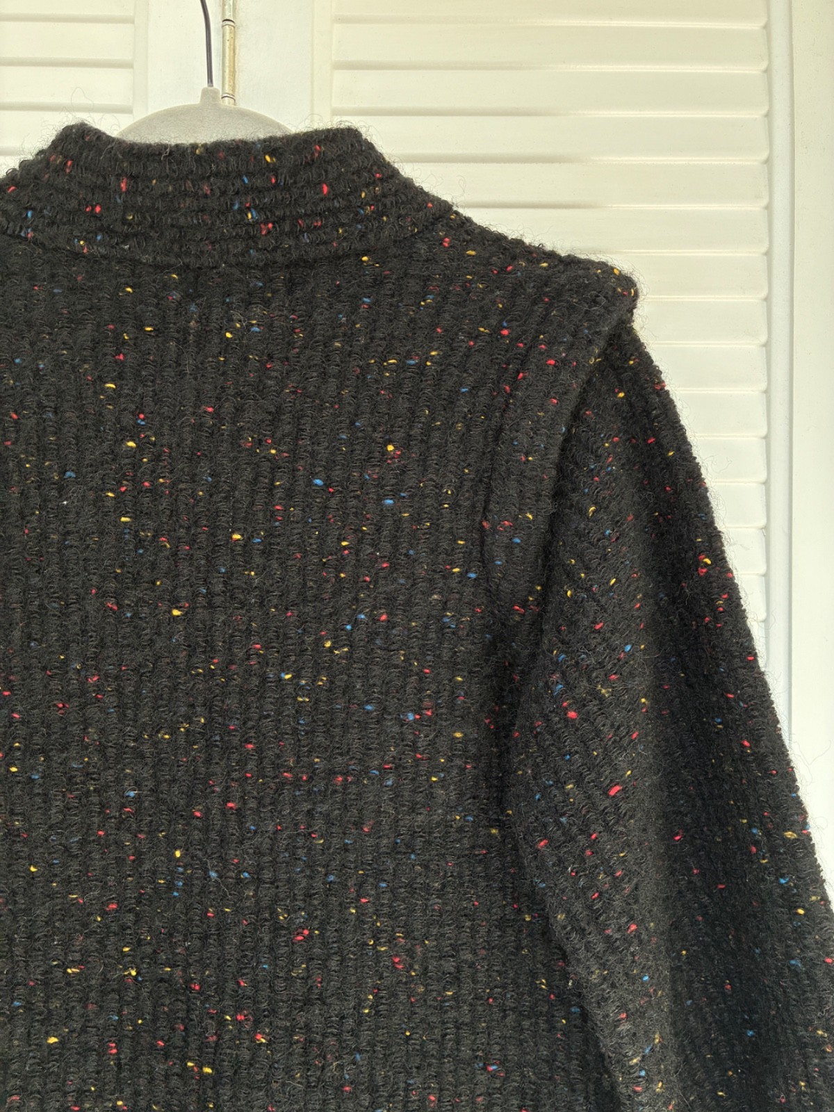 Vintage Sweater Jacket Black Wool Confetti Yarn Speckled Cin Cin 1970’s 1980’s