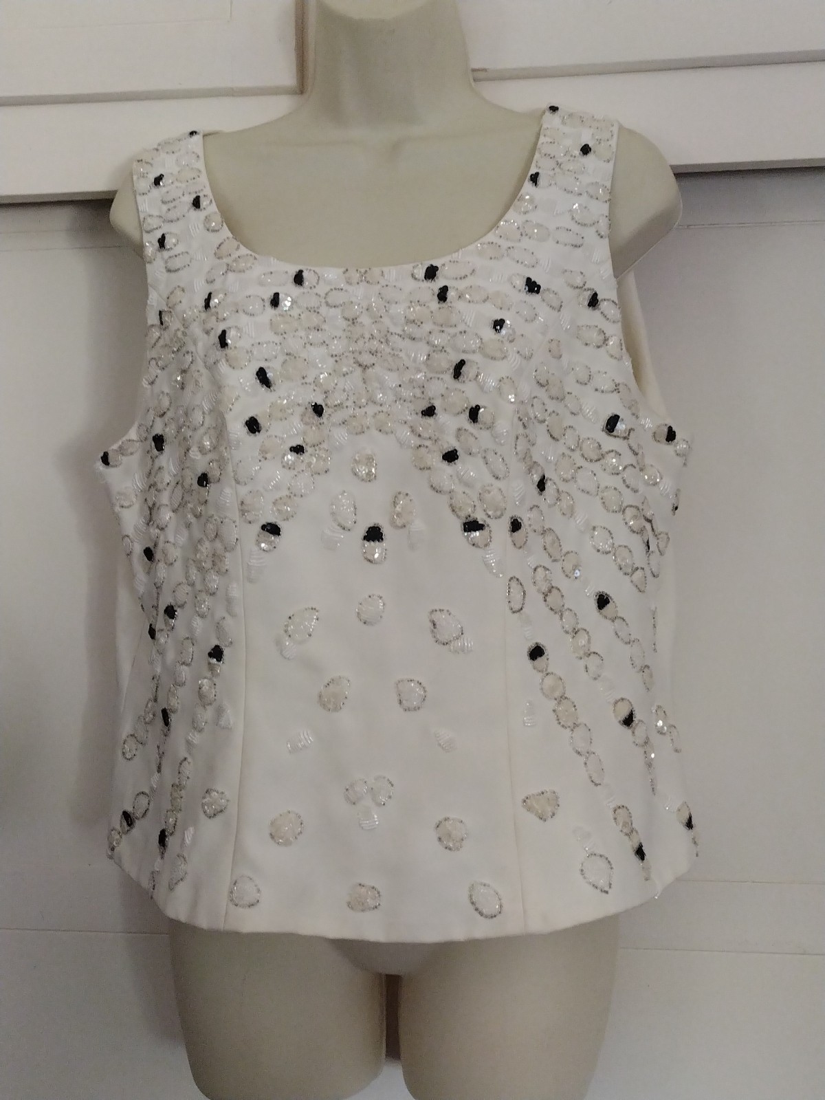 1980s Vintage Heavily Sequenced Bead Lined Party Wedding Top Blouse Womens Sz L