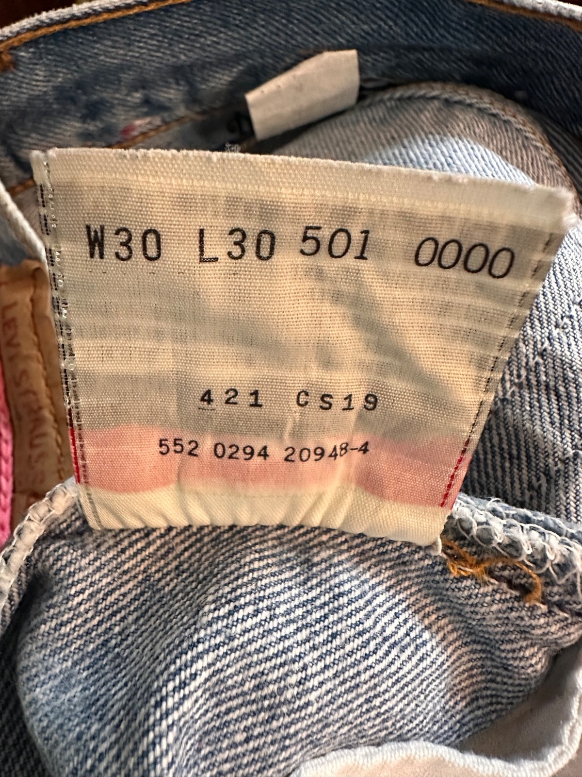 Vintage 1990’s Buzz 18 Embellished Levi’s 501 Jeans W30 28.5” Waist USA Pink