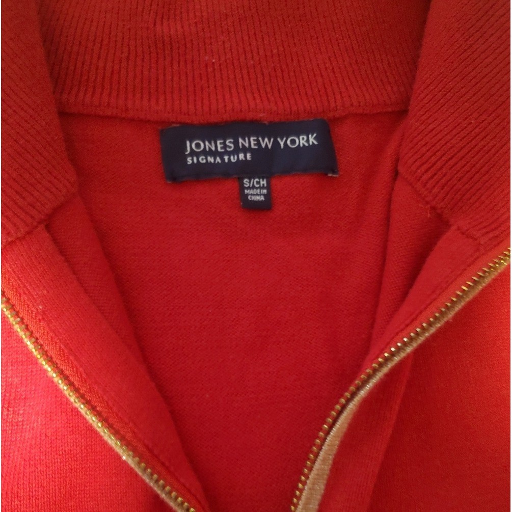 Retro Red Half-Zip Pullover 1/4 zip Sweater with Gold Metallic Side Stripes S