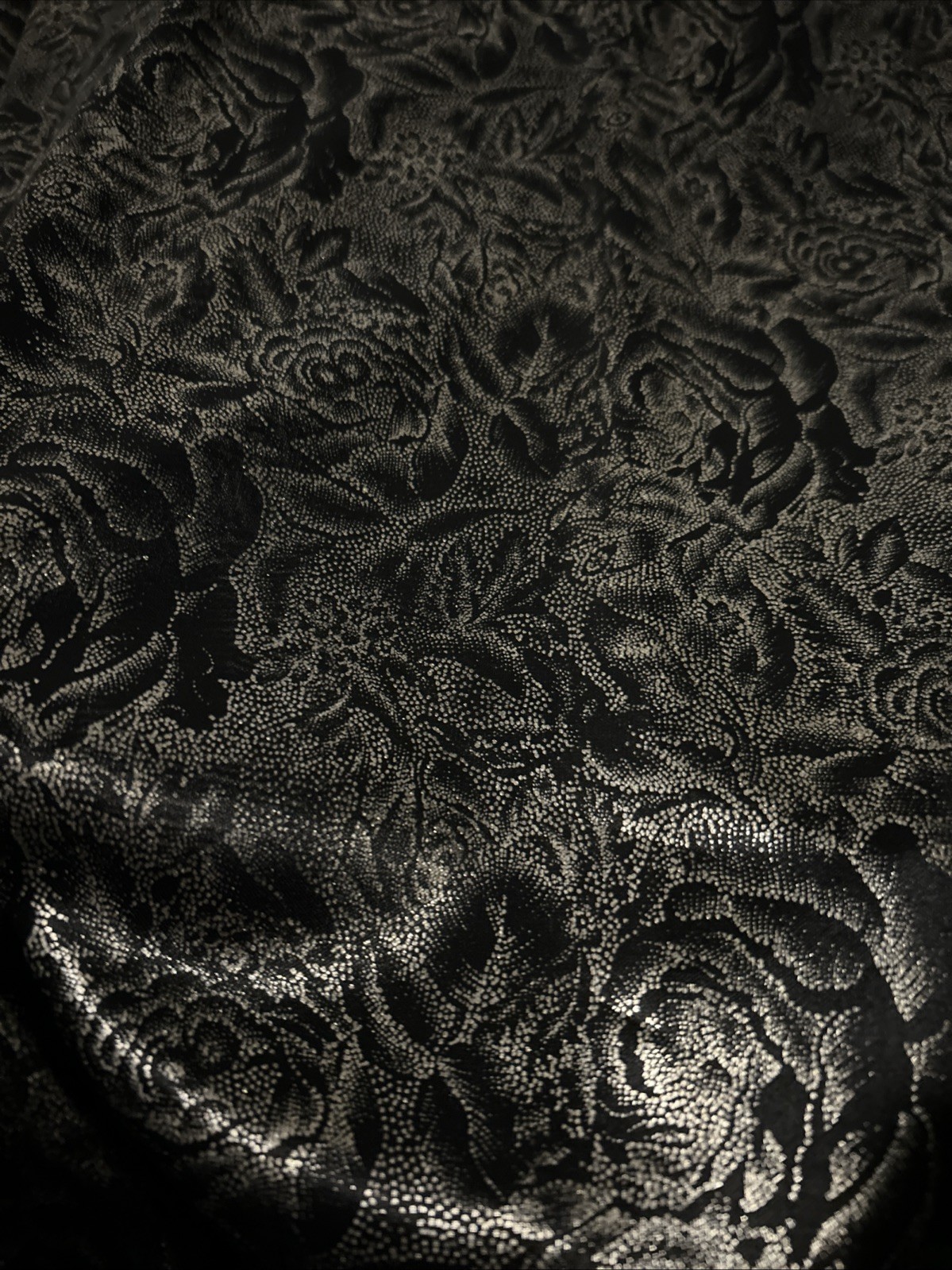 Vintage 80s Trimmings Metallic Black Silver Floral Whimsygoth Top