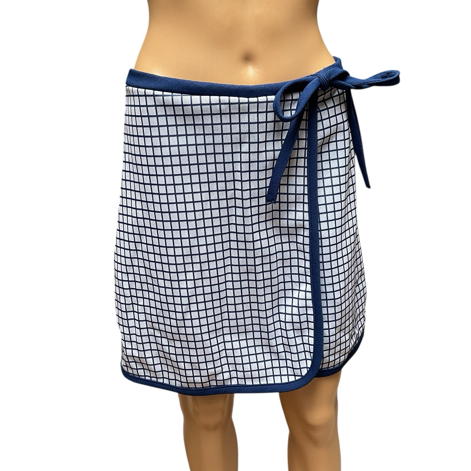 Vintage JC Penney Fashions Skort Blue Polyester Windowpane Skirt Tennis Shorts