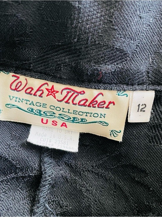 Vintage Wahmaker SIZE 10 & 12 black Victorian floral style jacket and skirt set