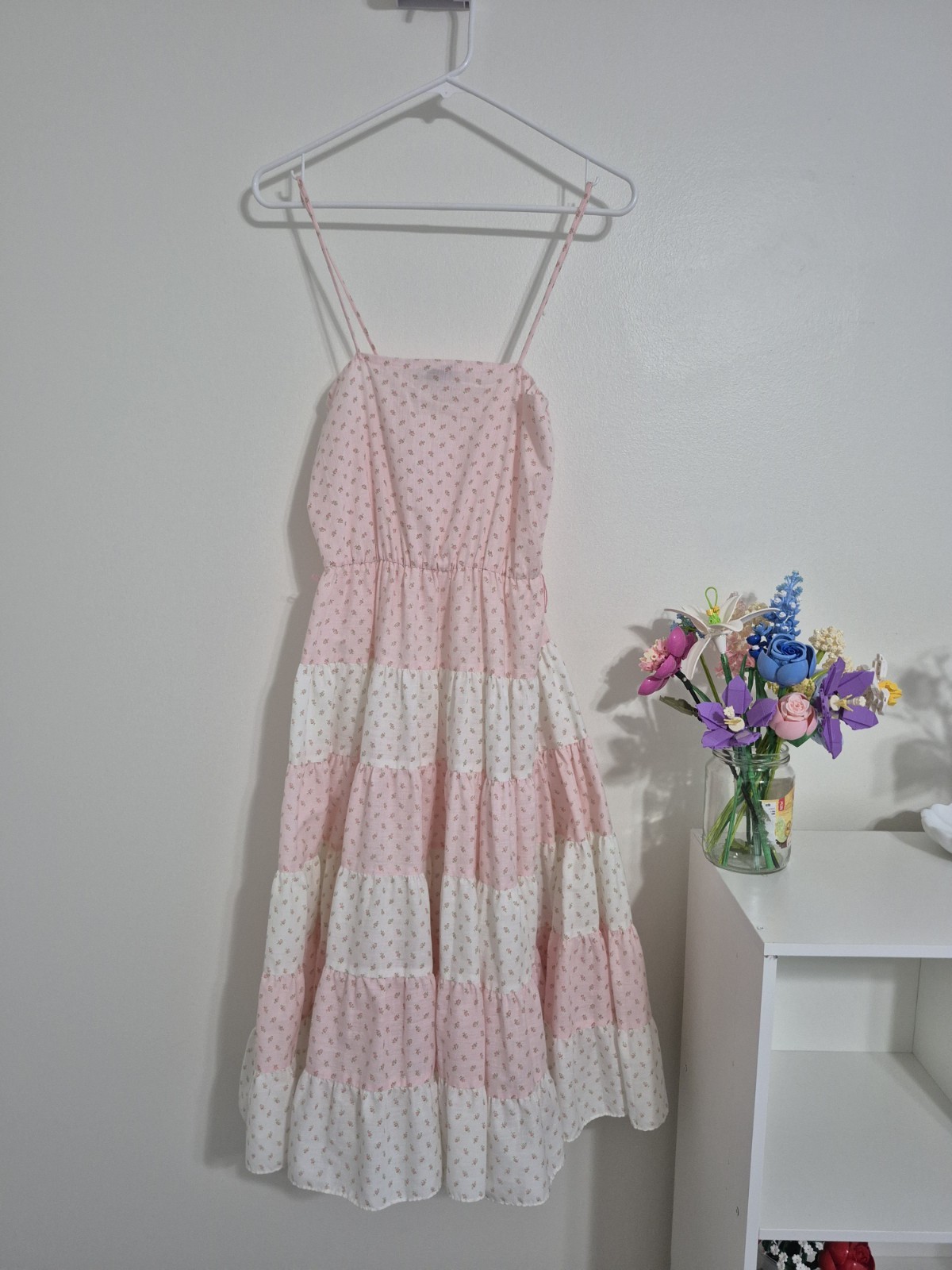 Vintage 70s Entourage Pink Floral Dress Cottagecore Prairie Sundress – S/XS