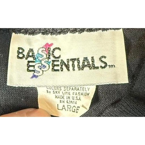Vintage Basic Essentials Paisley Sweatshirt Women Large Black Floral Graphic
