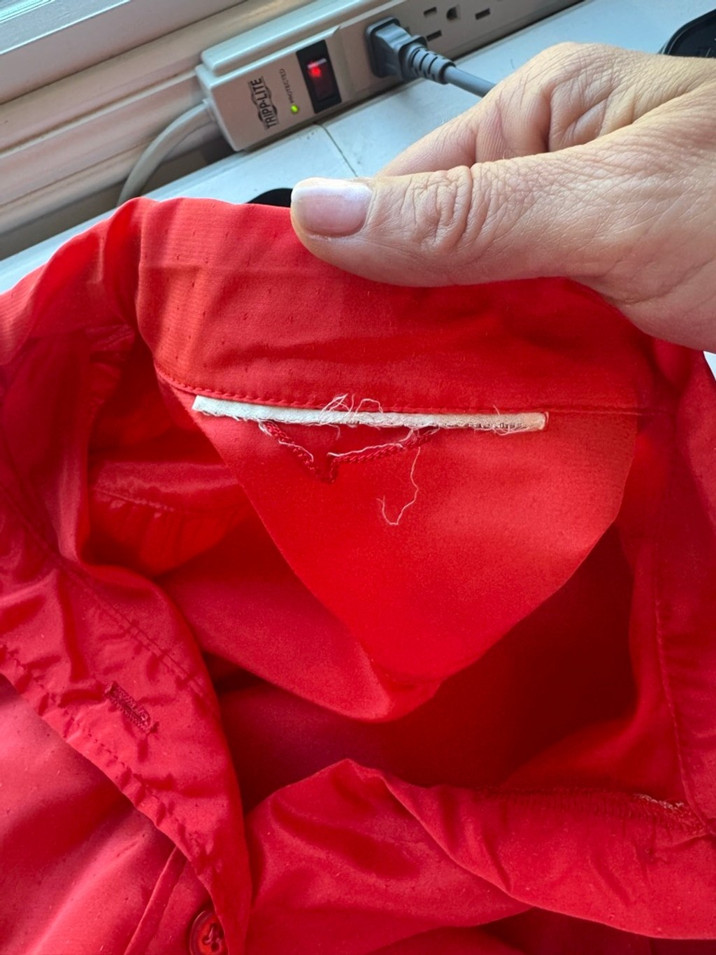 Vintage Unbranded Taffeta like Red Blouse with waist Sash