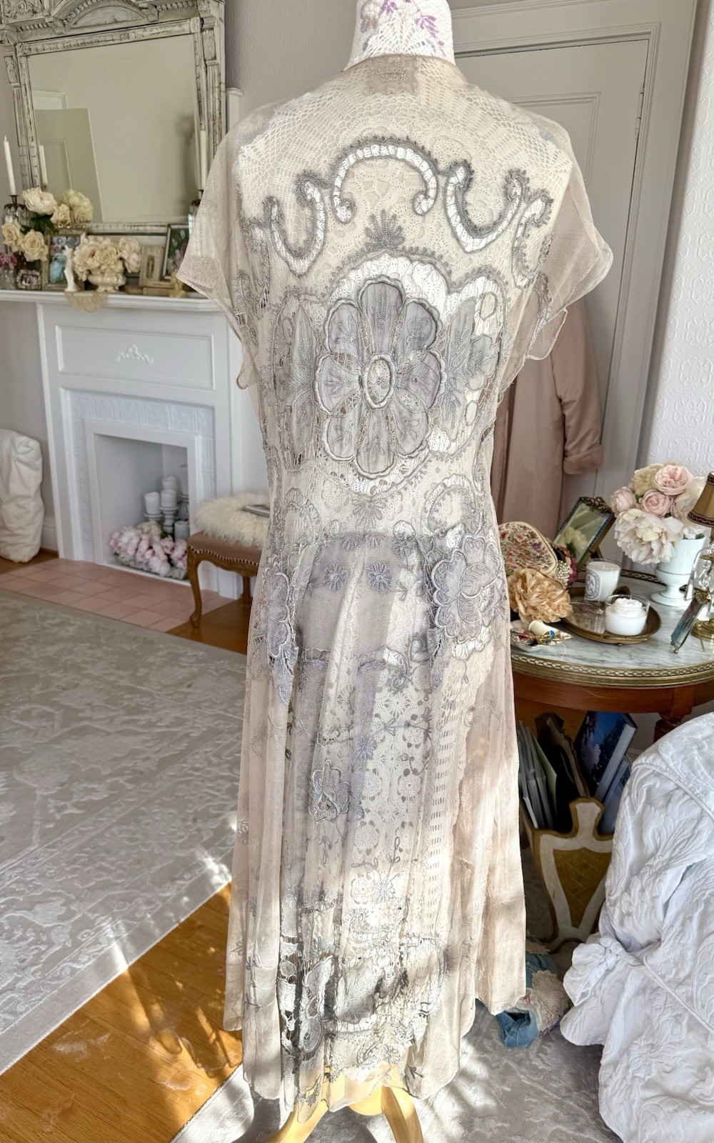 Bonnie Strauss Vintage Hand dyed lace Long Duster